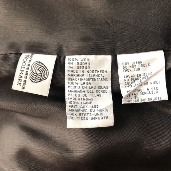 Rena Rowan 3-Piece Suit Jacket Skirt Faux Fur Removable Collar Brown - Picture 11 of 16